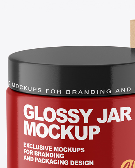 Glossy Cosmetic Jar with Kraft Paper Box Mockup