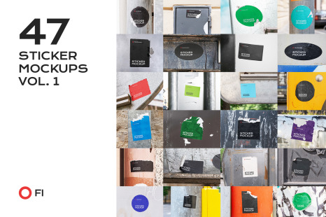 47 sticker mockup template bundle vol 1 - Wall street