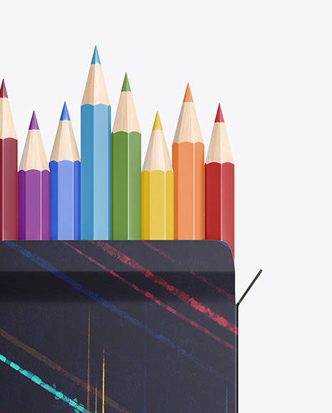 Box with Pencils Mockup