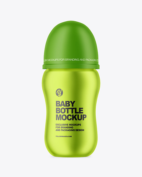 Matte Metallic Baby Bottle Mockup
