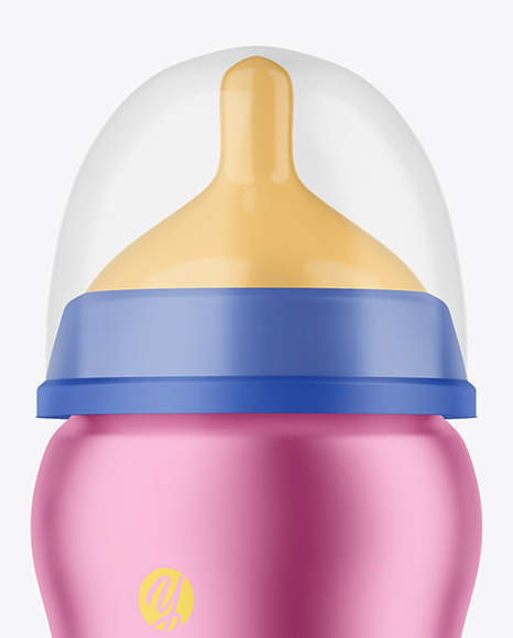 Matte Metallic Baby Bottle Mockup