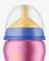 Matte Metallic Baby Bottle Mockup