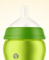 Matte Metallic Baby Bottle Mockup