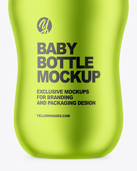 Matte Metallic Baby Bottle Mockup