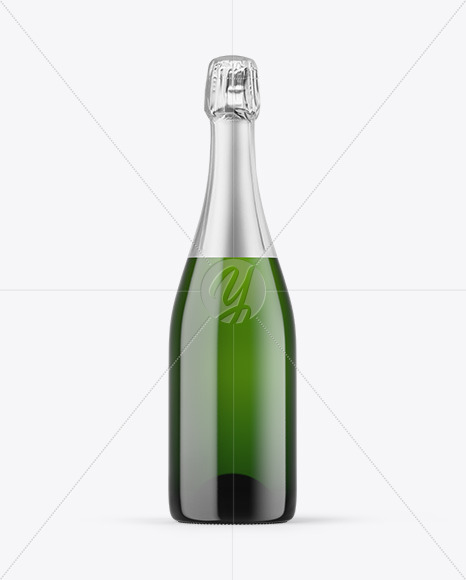 Green Glass Champagne Bottle Mockup