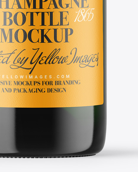 Green Glass Champagne Bottle Mockup