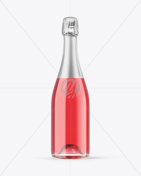Clear Glass Pink Champagne Bottle Mockup