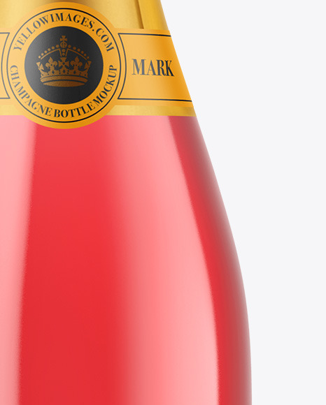 Clear Glass Pink Champagne Bottle Mockup