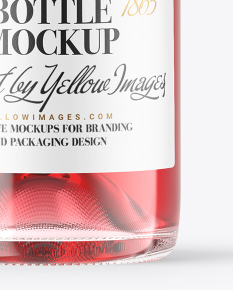 Clear Glass Pink Champagne Bottle Mockup