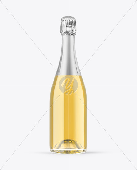 Clear Glass White Champagne Bottle Mockup