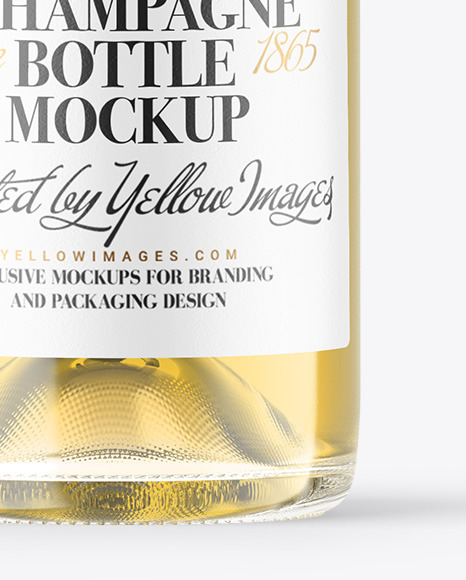 Clear Glass White Champagne Bottle Mockup