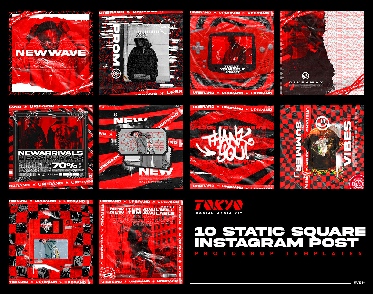 TOKYO Black And Red Instagram Post Kit TOKYO Black And Red Instagram Post Kit