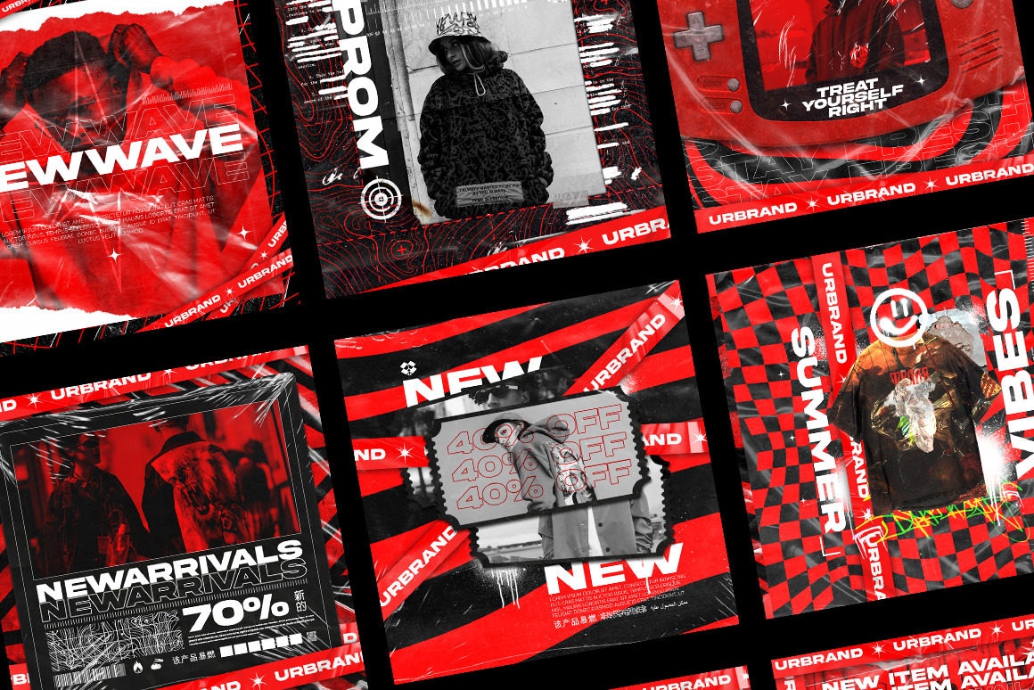 TOKYO Black And Red Instagram Post Kit TOKYO Black And Red Instagram Post Kit
