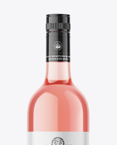 Clear Glass Pink Wine Bottle Mockup