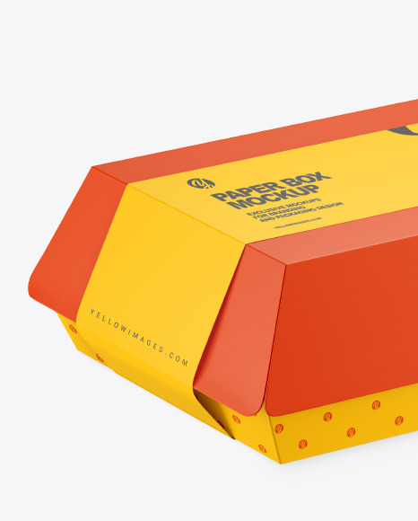 Paper Food Box w/ Label Mockup