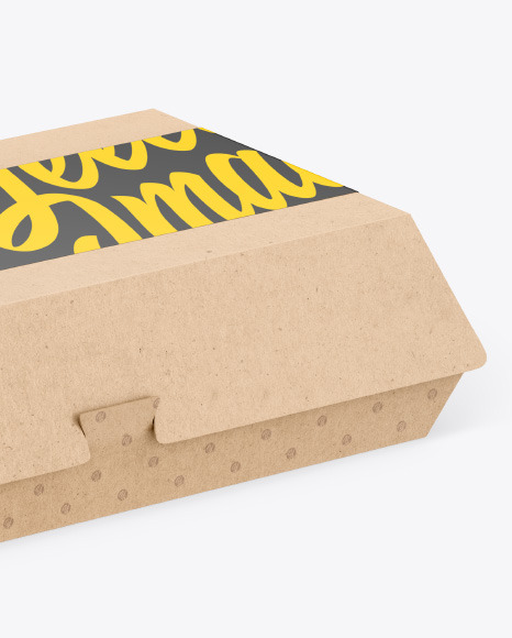 Kraft Food Box w/ Label Mockup