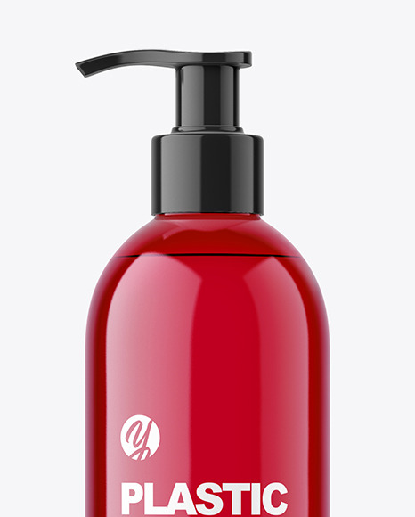 Blue Plastic Bottle with Pump Mockup Blue Plastic Bottle with Pump Mockup