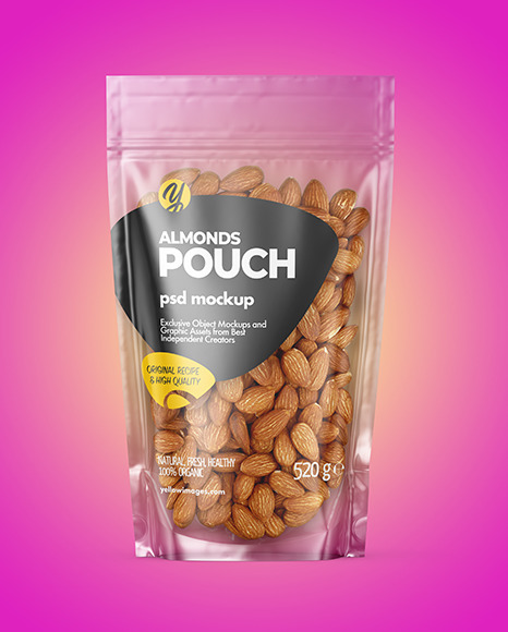 Glossy Stand-up Pouch with Almonds Mockup