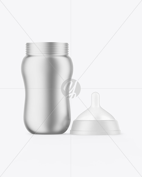 Matte Metallic Baby Bottle Mockup