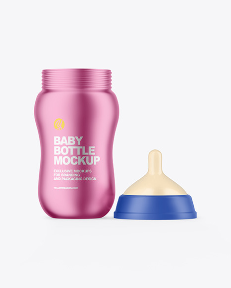 Matte Metallic Baby Bottle Mockup