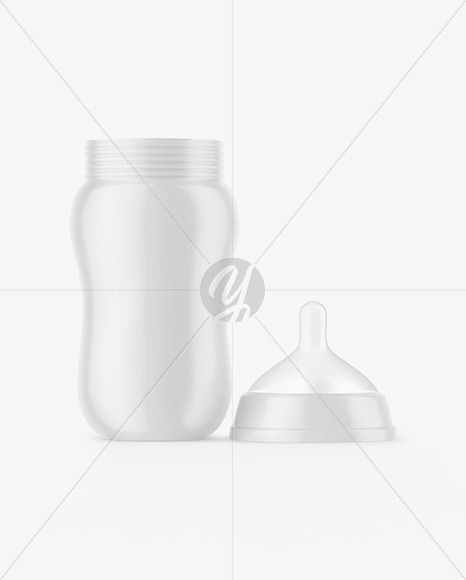 Glossy Baby Bottle with Opened Cap Mockup