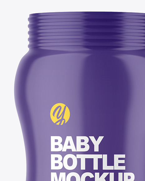 Glossy Baby Bottle with Opened Cap Mockup