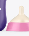 Glossy Baby Bottle with Opened Cap Mockup