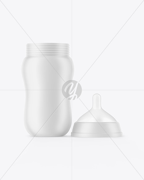 Matte Baby Bottle with Opened Cap Mockup