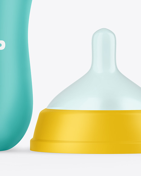 Matte Baby Bottle with Opened Cap Mockup