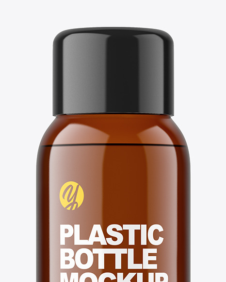 Amber Plastic Bottle Mockup