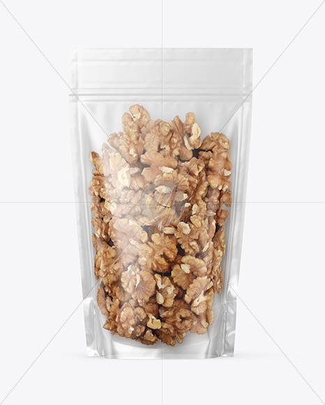 Glossy Stand-up Pouch with Walnuts Mockup