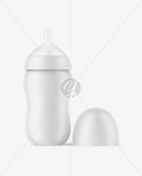 Matte Baby Bottle with Opened Cap Mockup