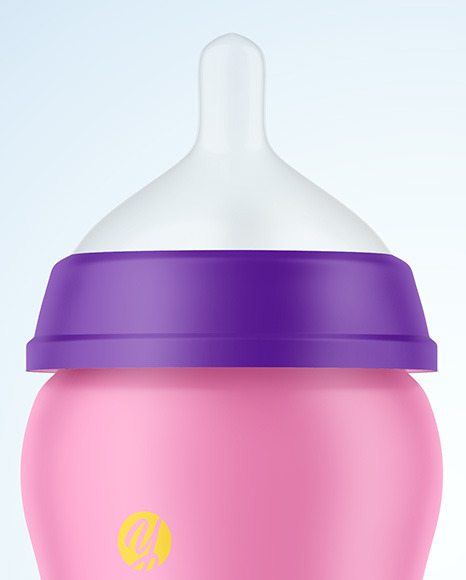 Matte Baby Bottle with Opened Cap Mockup