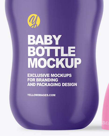 Glossy Baby Bottle with Opened Cap Mockup