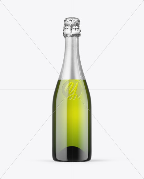 Green Glass Champagne Bottle Mockup