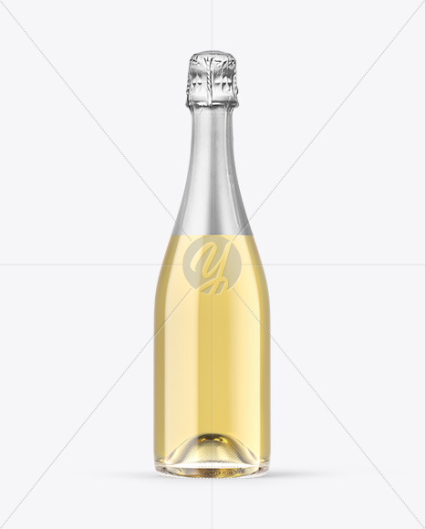 Clear Glass White Champagne Bottle Mockup