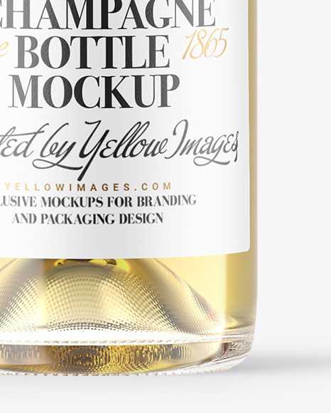 Clear Glass White Champagne Bottle Mockup