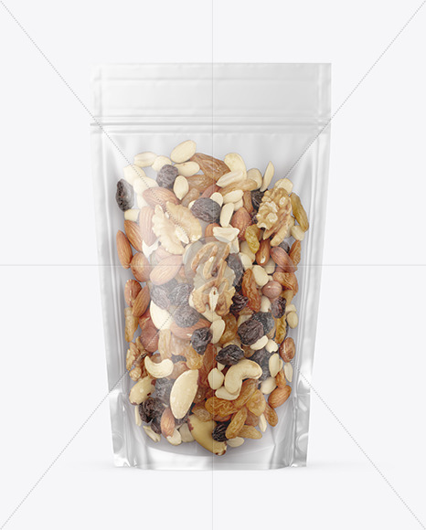 Glossy Stand-up Pouch with Fruit & Nut Mix Mockup