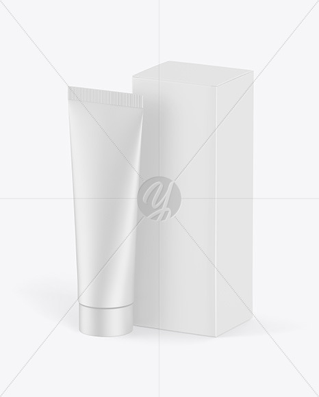 Matte Cosmetic Tube w/ Box Mockup