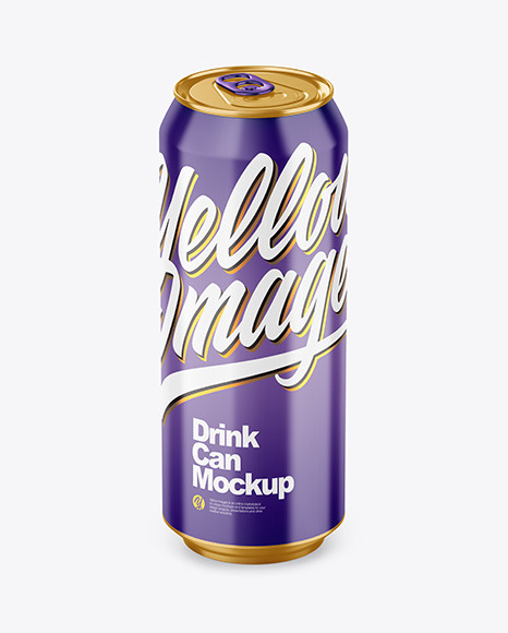 500ml Metallic Drink Can w/ Glossy Finish Mockup