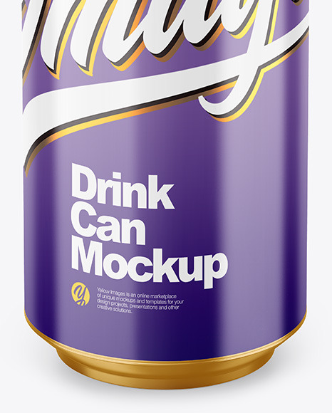 500ml Metallic Drink Can w/ Glossy Finish Mockup