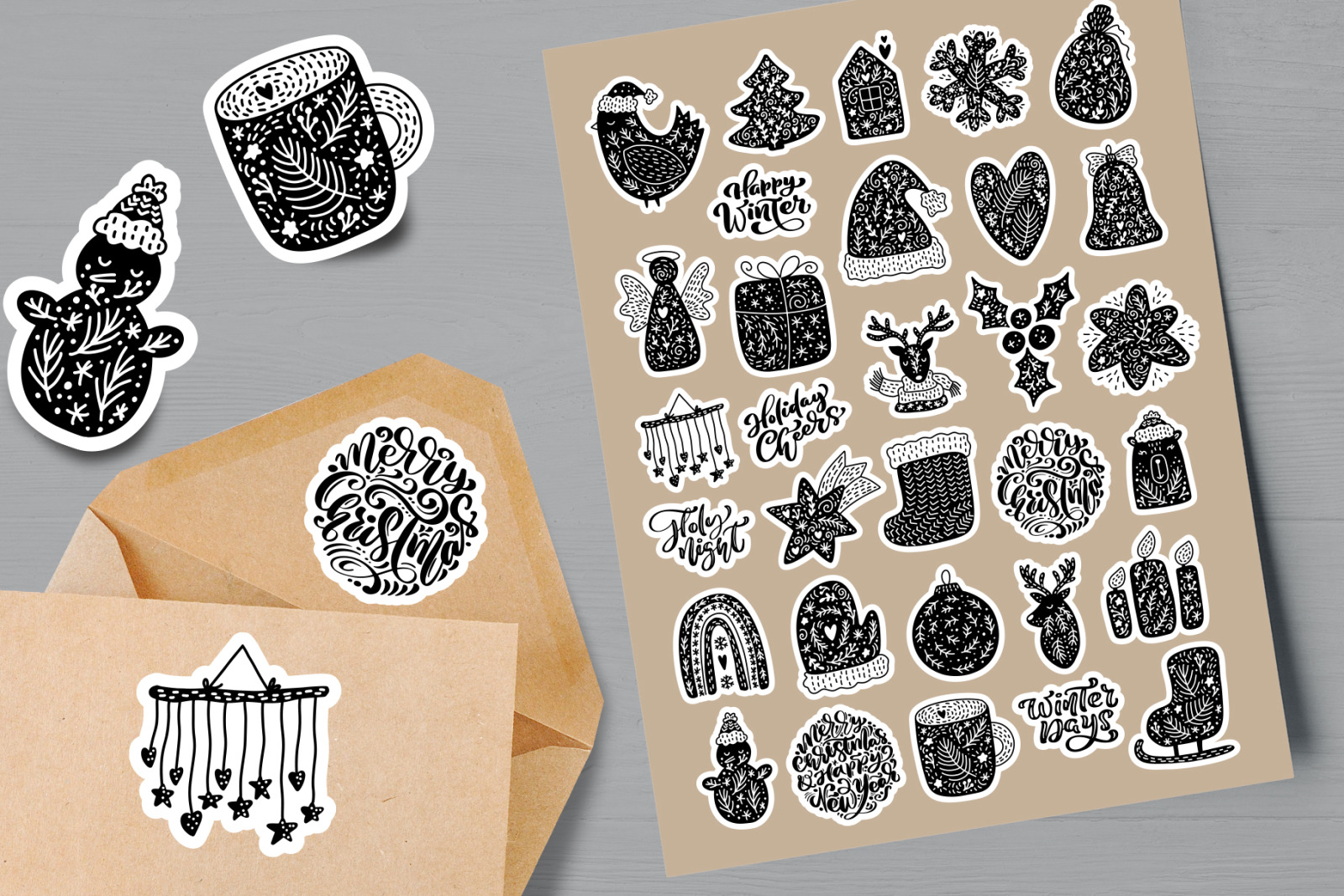Christmas Scandinavian Stickers Christmas Scandinavian Stickers