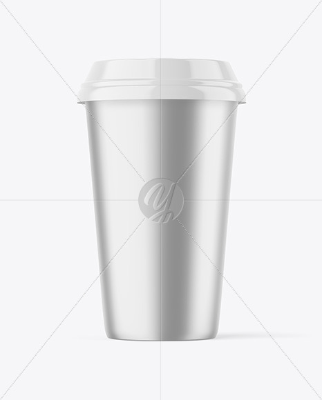 Metallic Coffee Cup with Plastic Cap Mockup