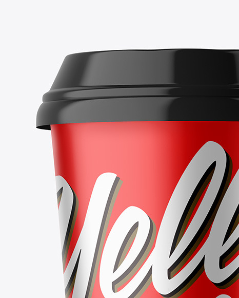 Metallic Coffee Cup with Plastic Cap Mockup