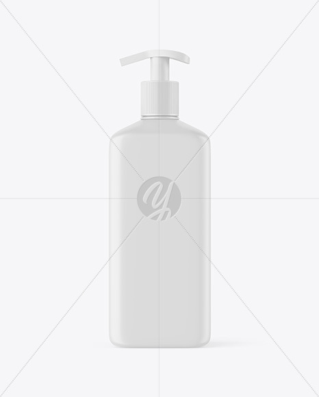 Matte Plastic Square Bottle With Pump Mockup