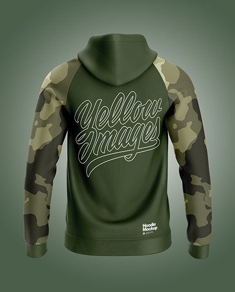 Raglan Full-Zip Hoodie Mockup - Back View