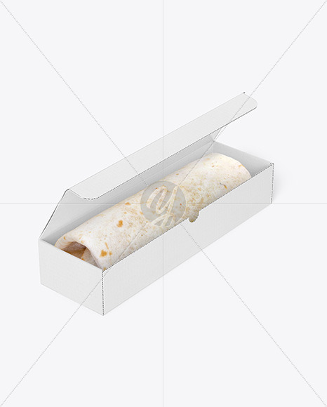 Cardboard Box with Burrito Mockup