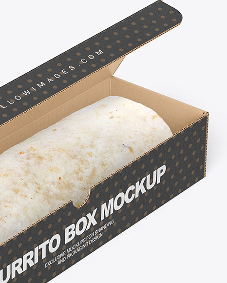 Cardboard Box with Burrito Mockup