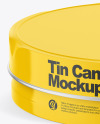 Glossy Round Tin Can Mockup