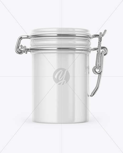 Glossy Jar With Clamp Lid Mockup